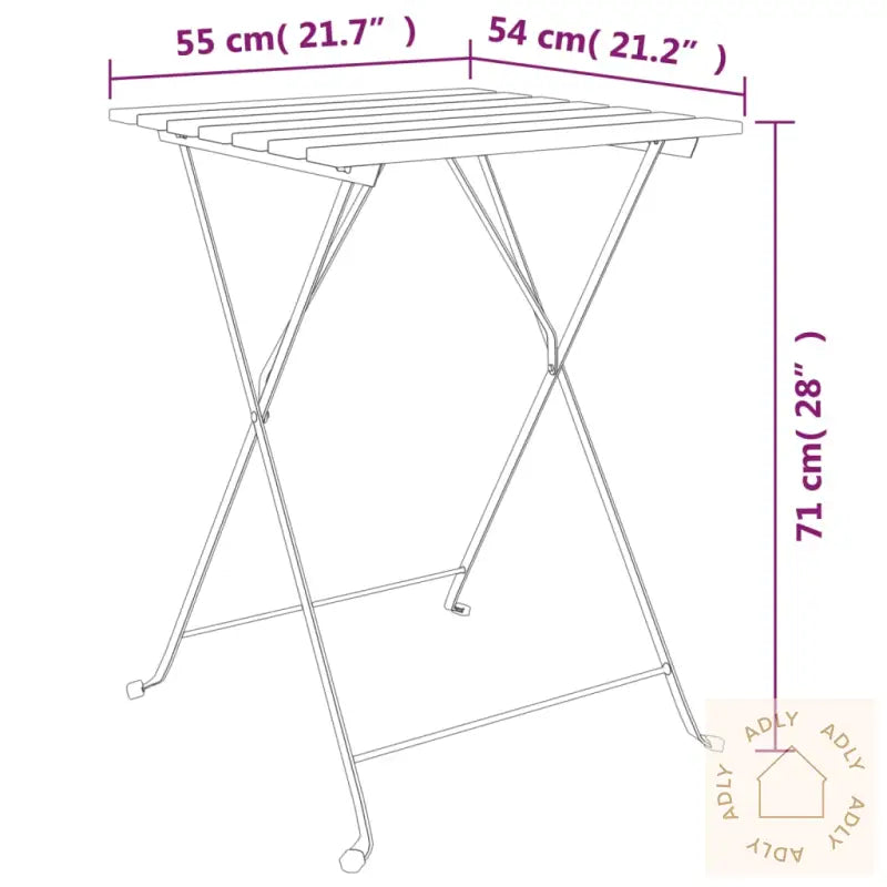 Sammenleggbart Bistrosett 3 Deler Heltre Teak Og Stål