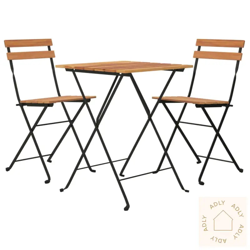 Sammenleggbart Bistrosett 3 Deler Heltre Teak Og Stål