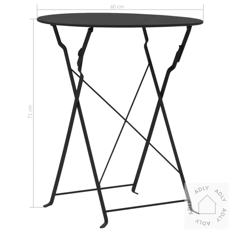 Bistrosett 3 Deler Stål Svart