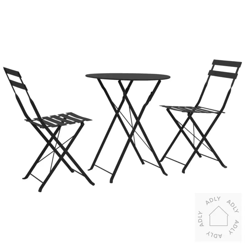 Bistrosett 3 Deler Stål Svart