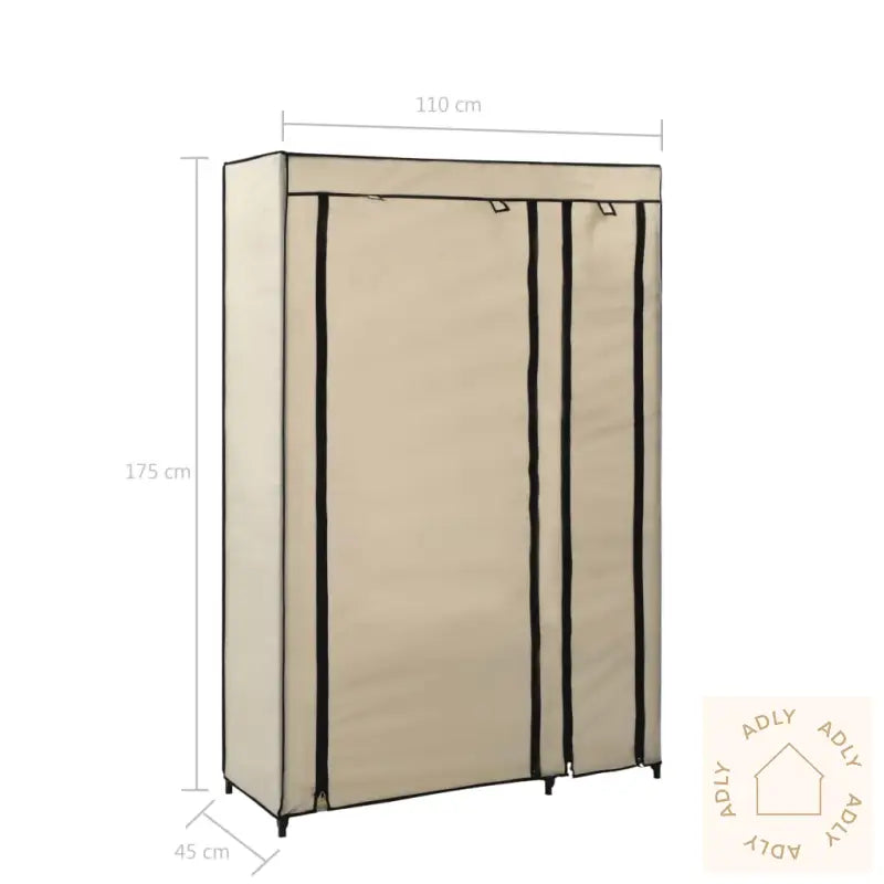 Sammenleggbar Garderobe Kremfarget 110X45X175 Cm Stoff