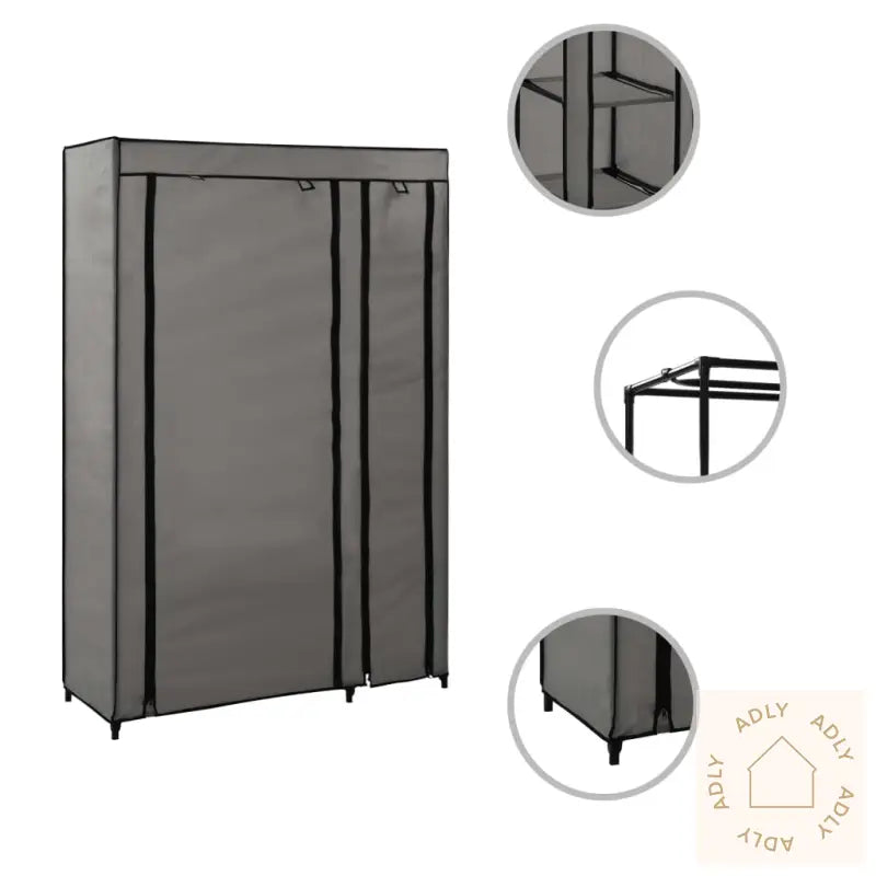 Sammenleggbar Garderobe Grå 110X45X175 Cm Stoff