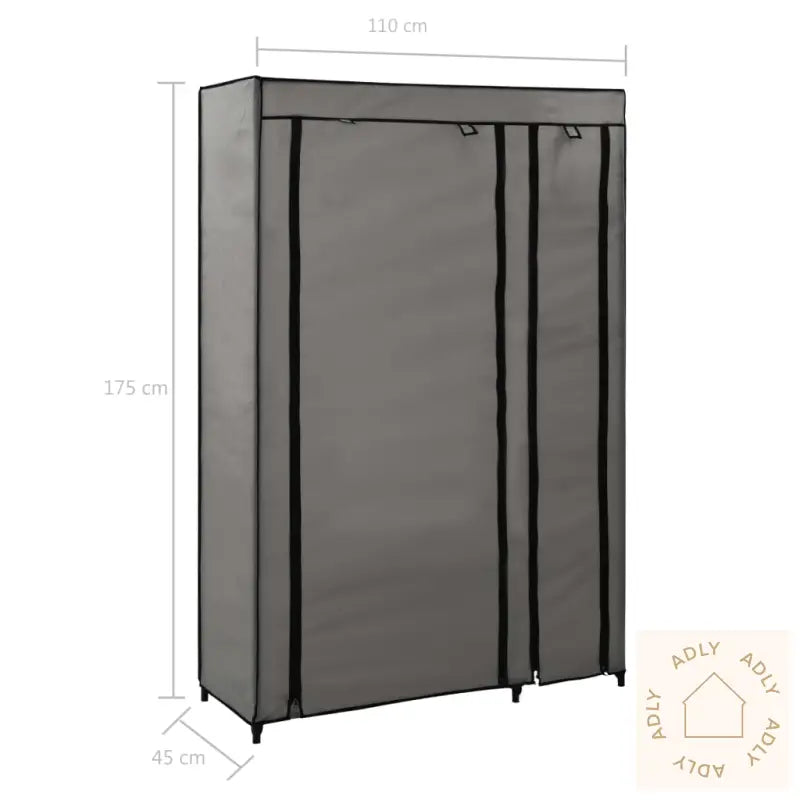 Sammenleggbar Garderobe Grå 110X45X175 Cm Stoff