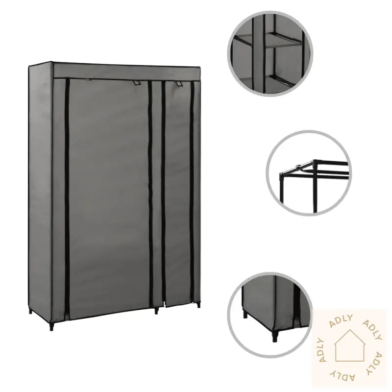 Sammenleggbare Garderober 2 Stk Grå 110X45X175 Cm Stoff
