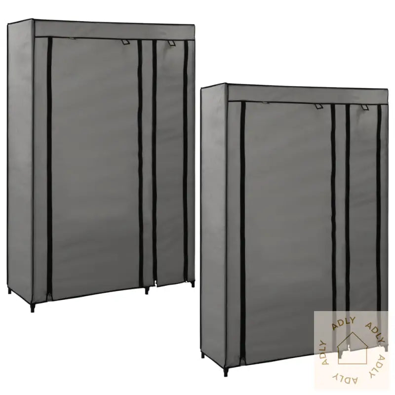 Sammenleggbare Garderober 2 Stk Grå 110X45X175 Cm Stoff