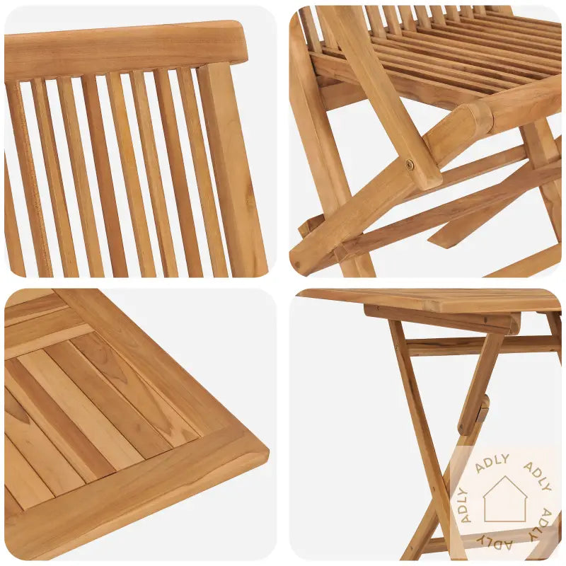 3 Delers Sammenleggbart Hage Bistro Set Solid Tre Akasietre