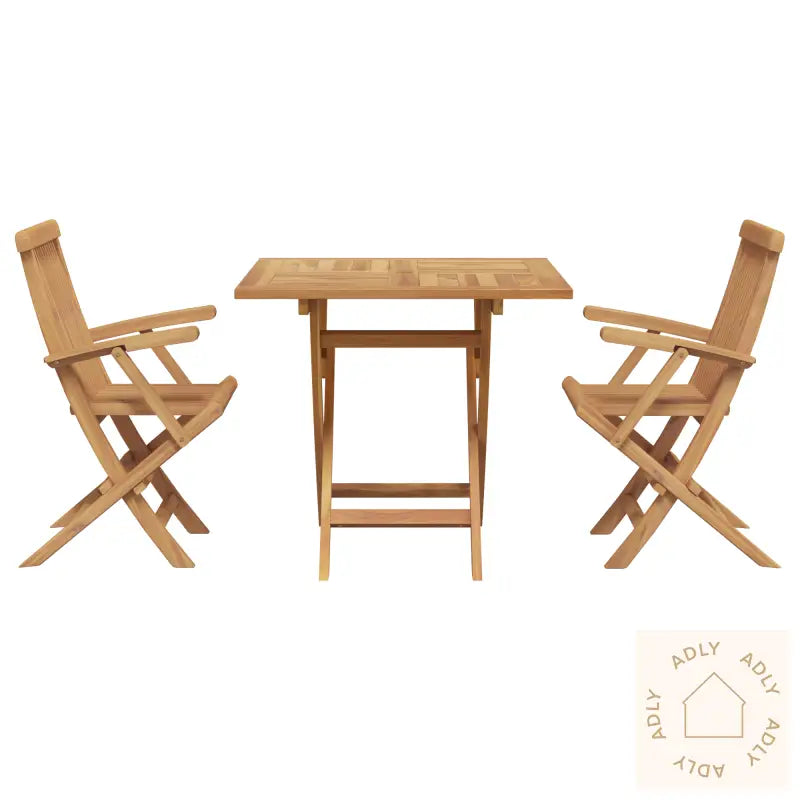 3 Delers Sammenleggbart Hage Bistro Set Solid Tre Akasietre