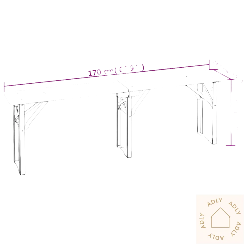 Folding picnic bench med dimensions for ditt sammenleggbart ølbordsett i heltre gran
