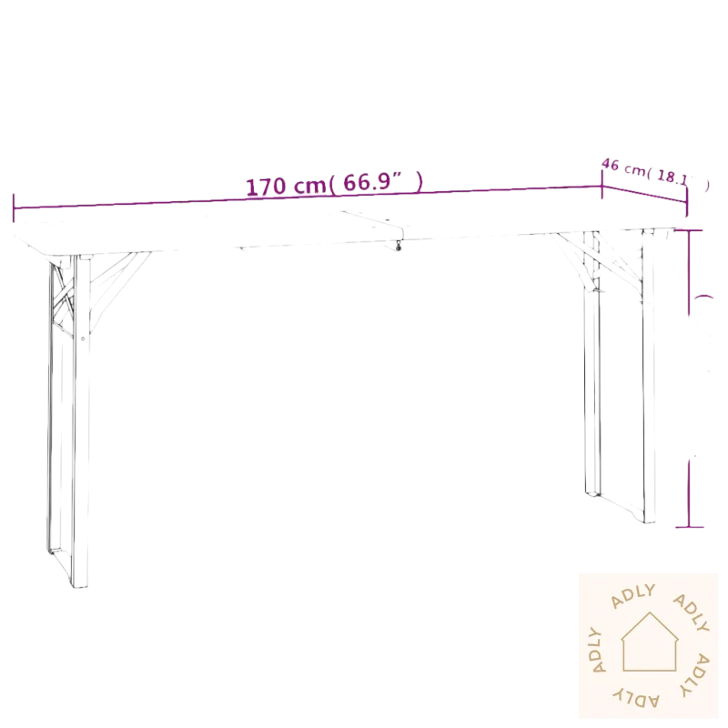 Folding table med heltre gran dimensjoner for dine hagemøbler, sammenleggbart ølbordsett