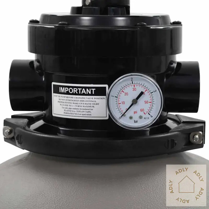 Basseng Sandfilter Med 4 Stillinger Ventil Grå 350 Mm