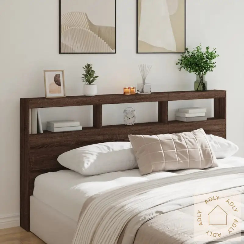 Hodegavl Skap Med Led Brun Eik 200X17X102 Cm