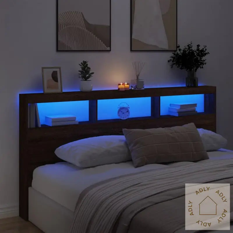 Hodegavl Skap Med Led Brun Eik 200X17X102 Cm