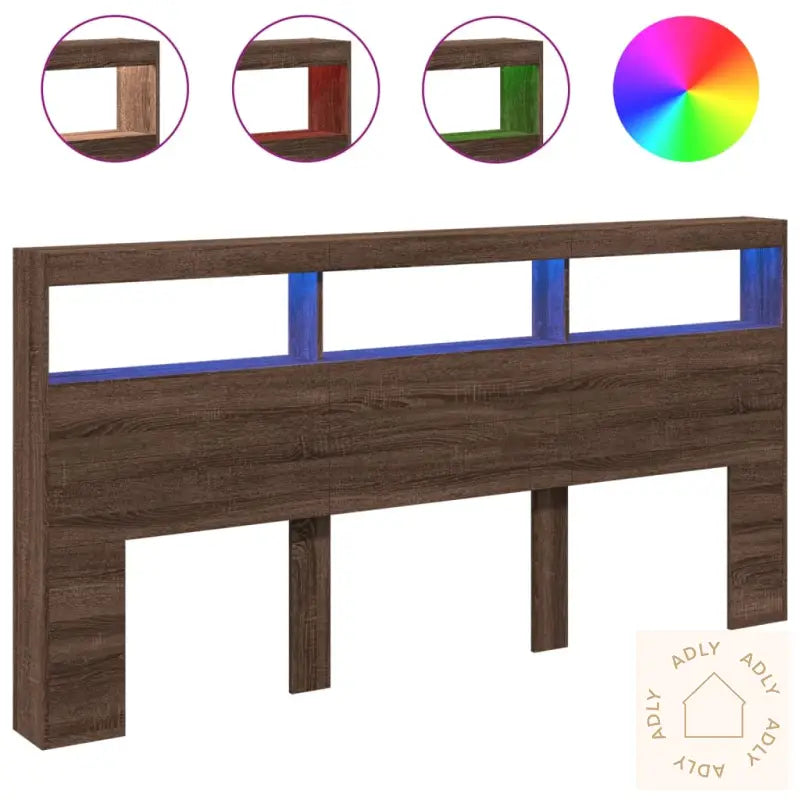 Hodegavl Skap Med Led Brun Eik 200X17X102 Cm