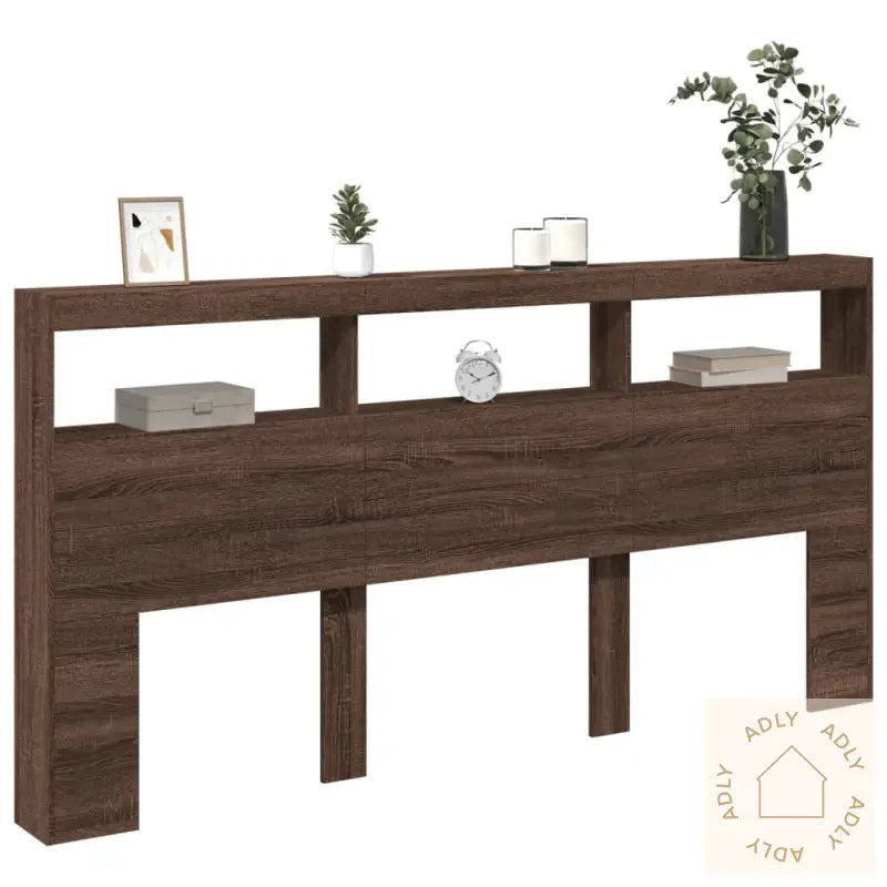Hodegavl Skap Med Led Brun Eik 200X17X102 Cm