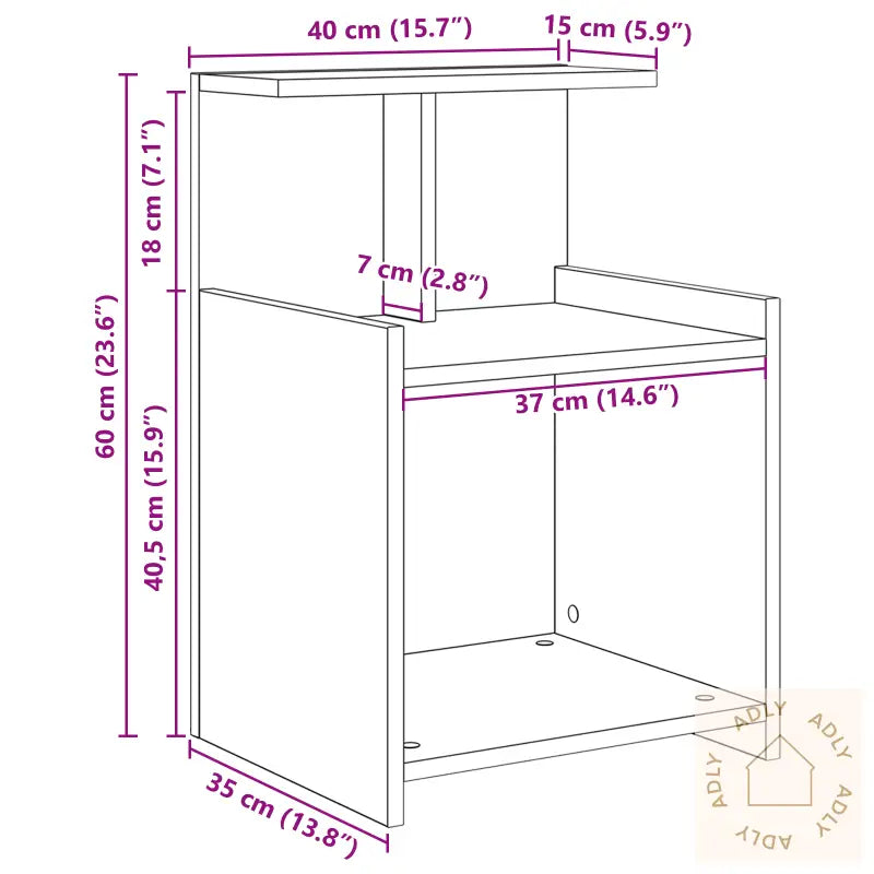 Senge Kabinet Svart Eik 40X35X60 Cm Konstruert Tre