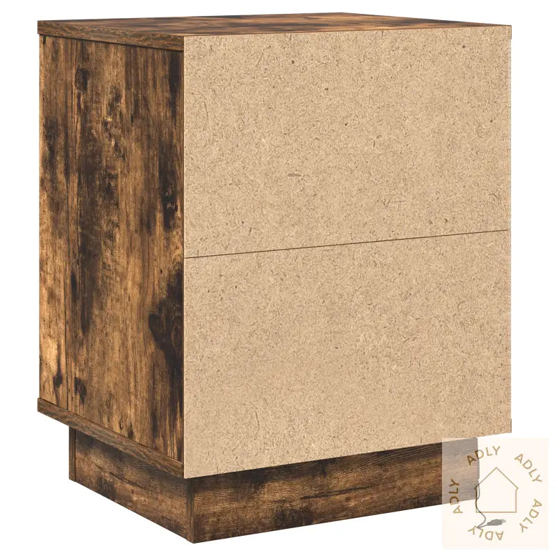 Sengebord Med Led-Lamper 2 Stk Røykfarget Eik 39X34.5X50 Cm