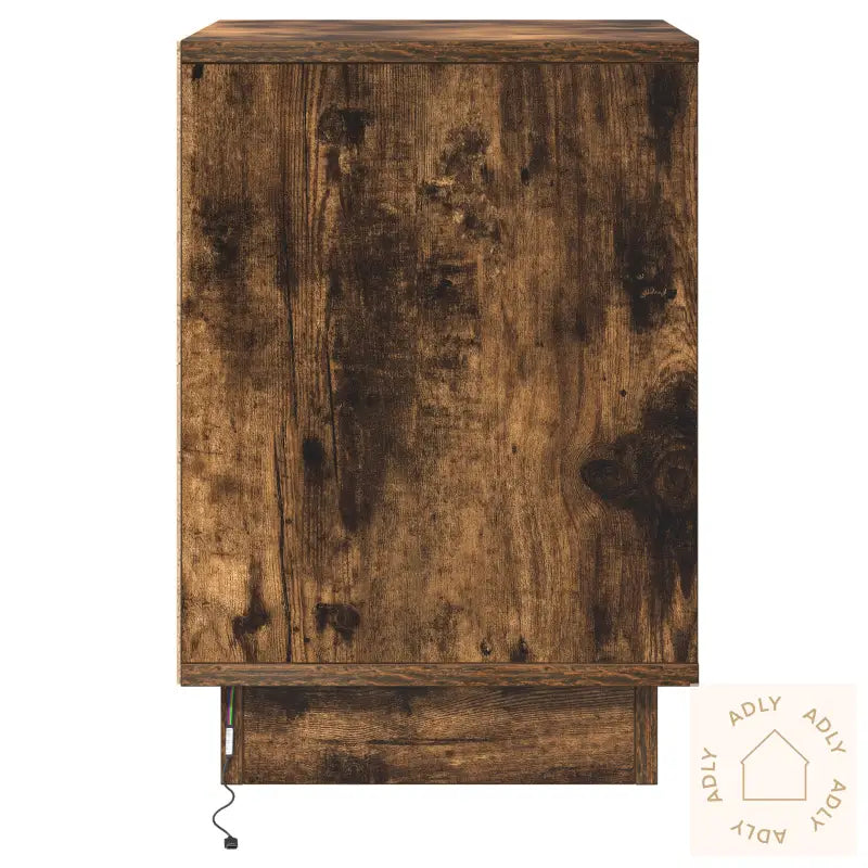 Sengebord Med Led-Lamper 2 Stk Røykfarget Eik 39X34.5X50 Cm