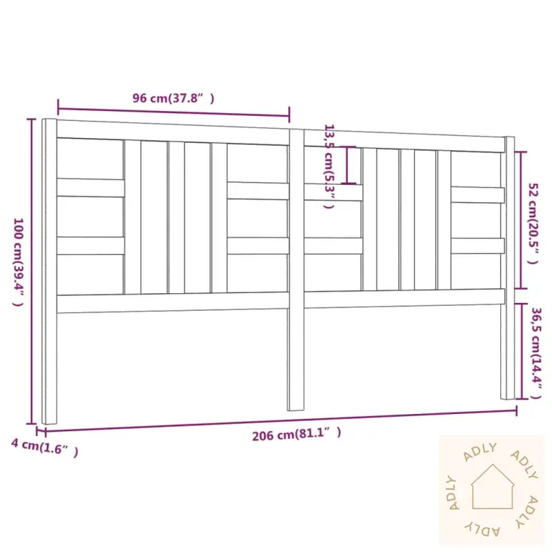 Sengegavl Svart 206X4X100 Cm Heltre Furu