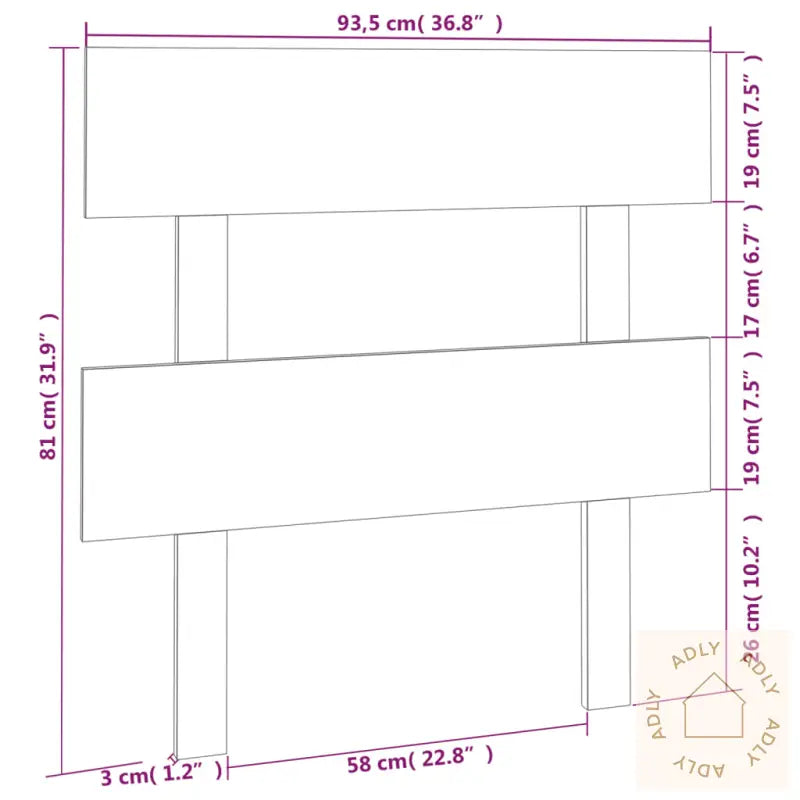 Sengegavl Hvit 93,5X3X81 Cm Heltre Furu