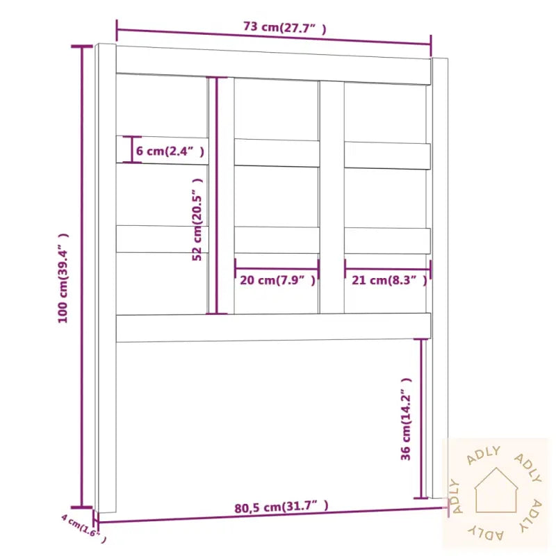 Sengegavl Svart 80,5X4X100 Cm Heltre Furu