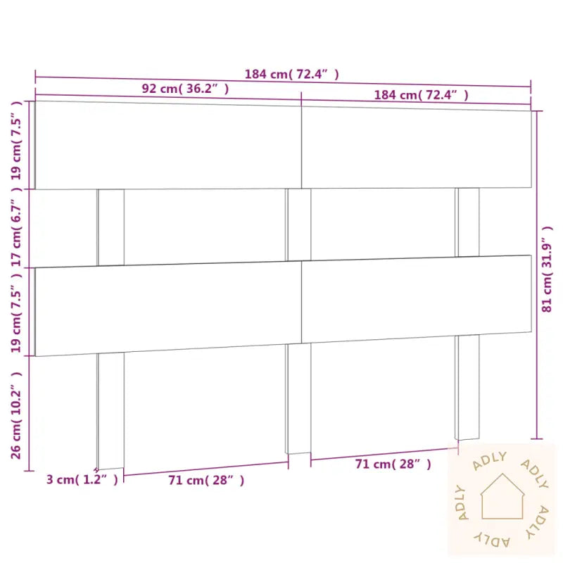 Sengegavl Svart 184X3X81 Cm Heltre Furu