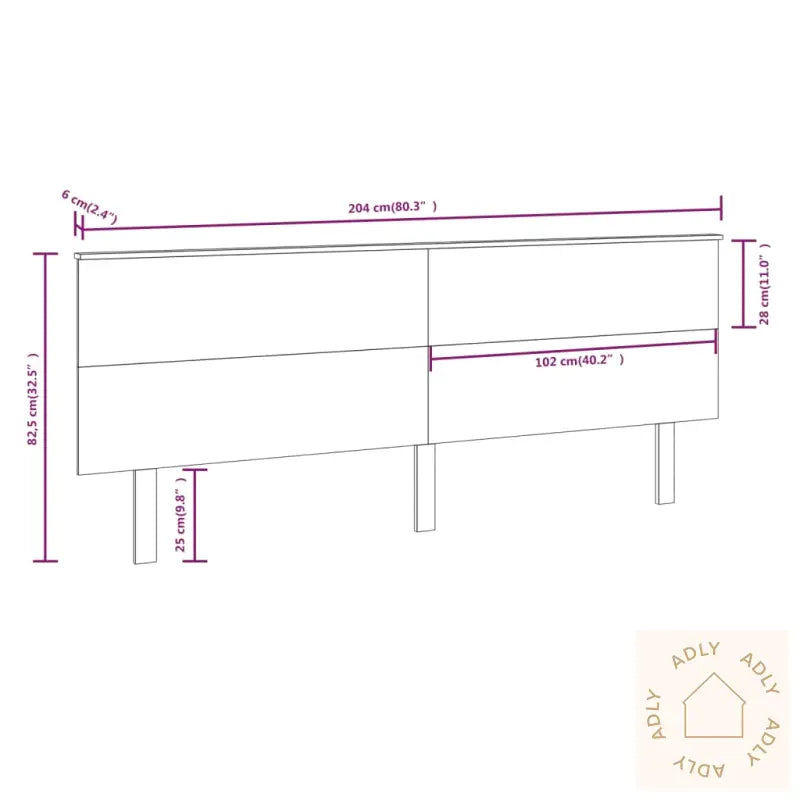 Sengegavl Svart 204X6X82,5 Cm Heltre Furu
