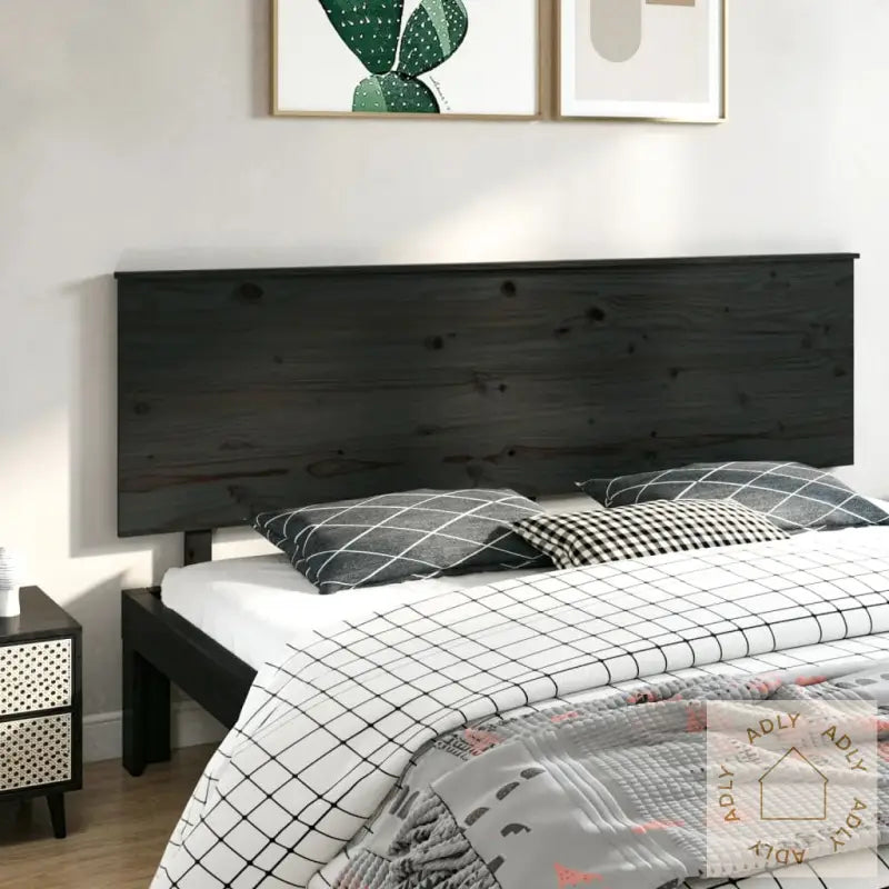 Sengegavl Svart 204X6X82,5 Cm Heltre Furu