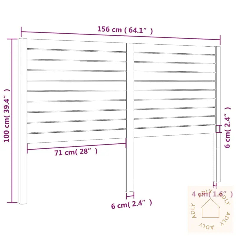 Sengegavl Svart 156X4X100 Cm Heltre Furu