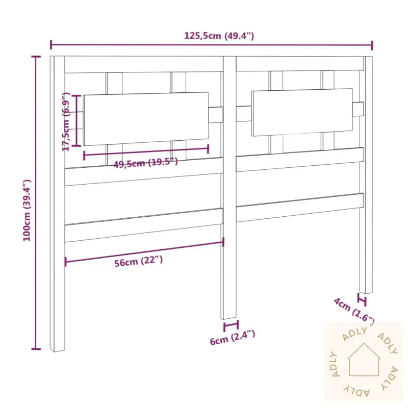 Sengegavl Svart 125,5X4X100 Cm Heltre Furu
