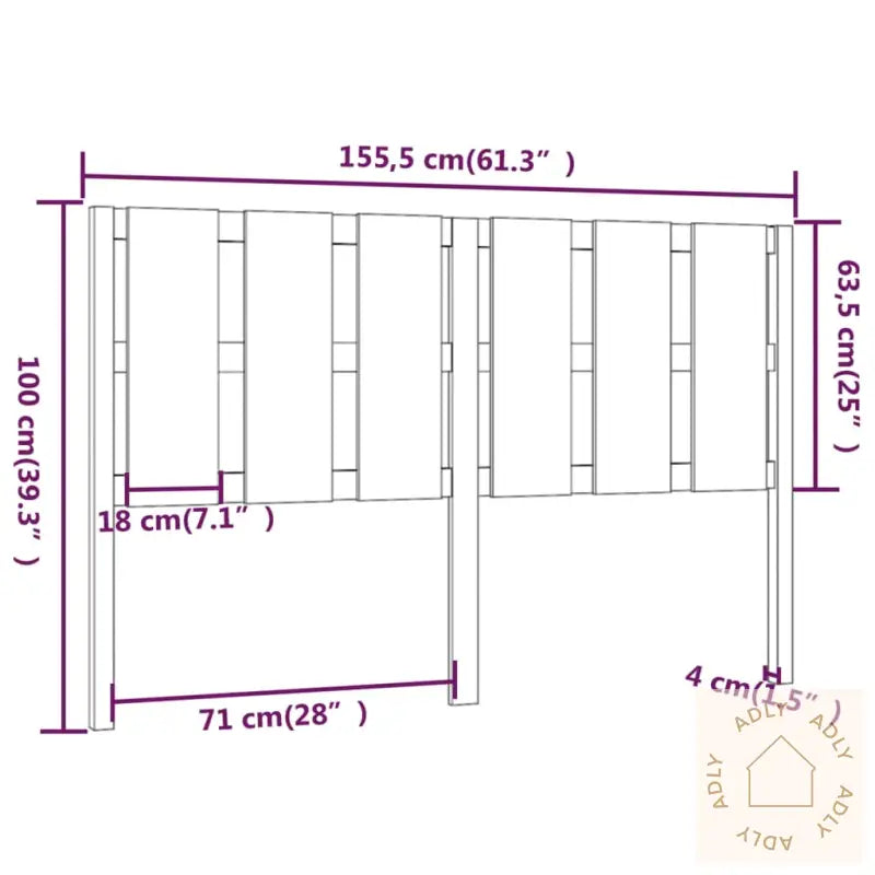 Sengegavl Hvit 155,5X4X100 Cm Heltre Furu