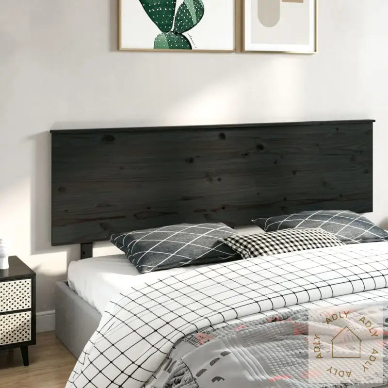 Sengegavl Svart 204X6X82,5 Cm Heltre Furu