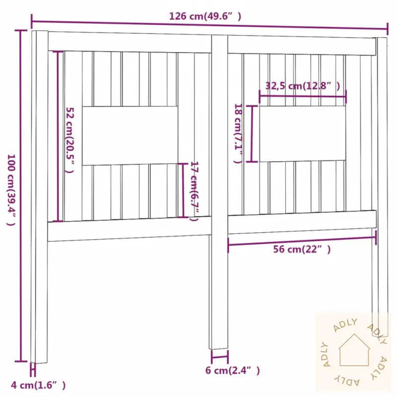 Sengegavl Svart 126X4X100 Cm Heltre Furu