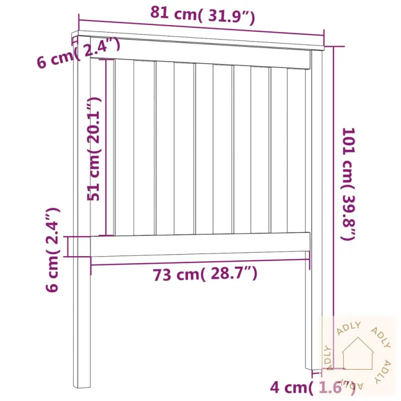 Sengegavl Hvit 81X6X101 Cm Heltre Furu