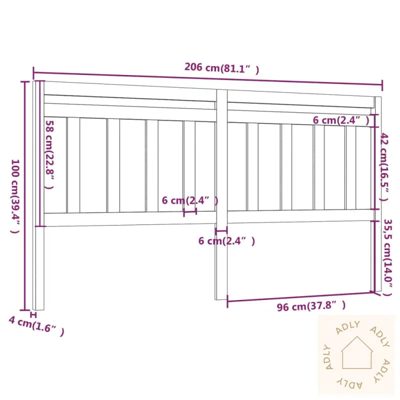 Sengegavl Svart 206X4X100 Cm Heltre Furu