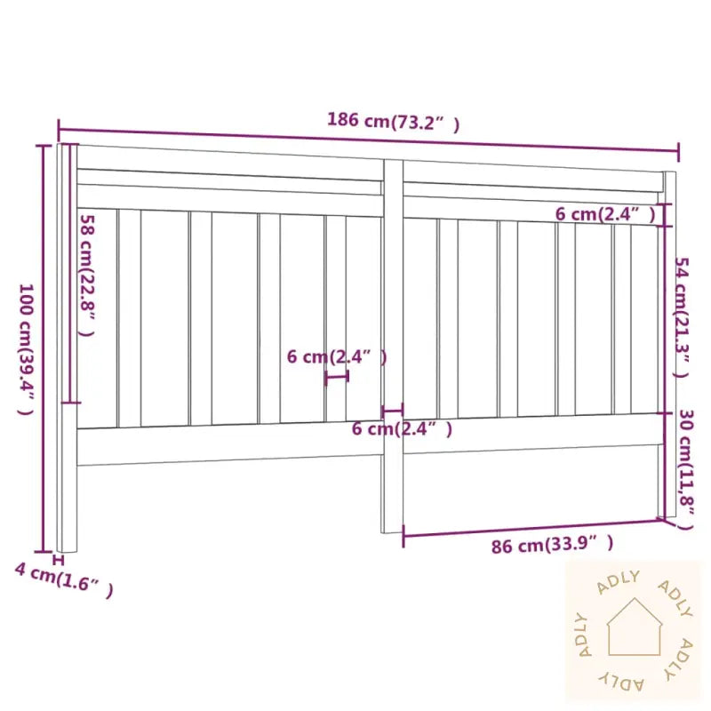Sengegavl Svart 186X4X100 Cm Heltre Furu
