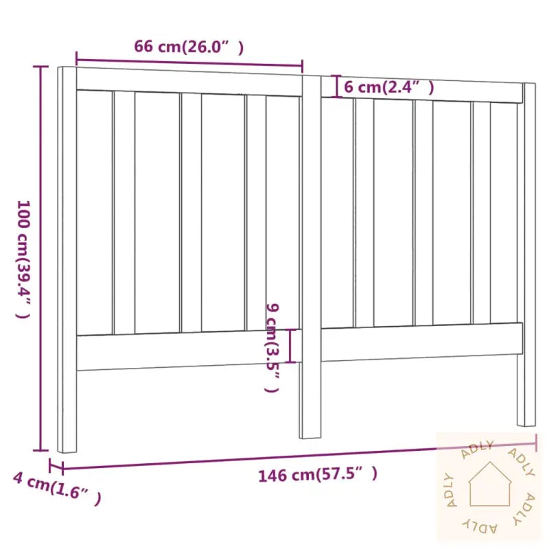 Sengegavl Svart 146X4X100 Cm Heltre Furu
