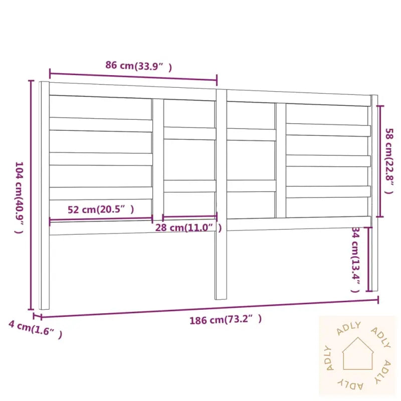 Sengegavl Hvit 186X4X104 Cm Heltre Furu