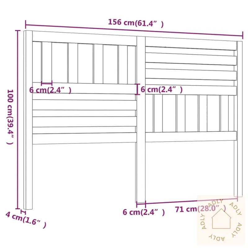 Sengegavl Svart 156X4X100 Cm Heltre Furu
