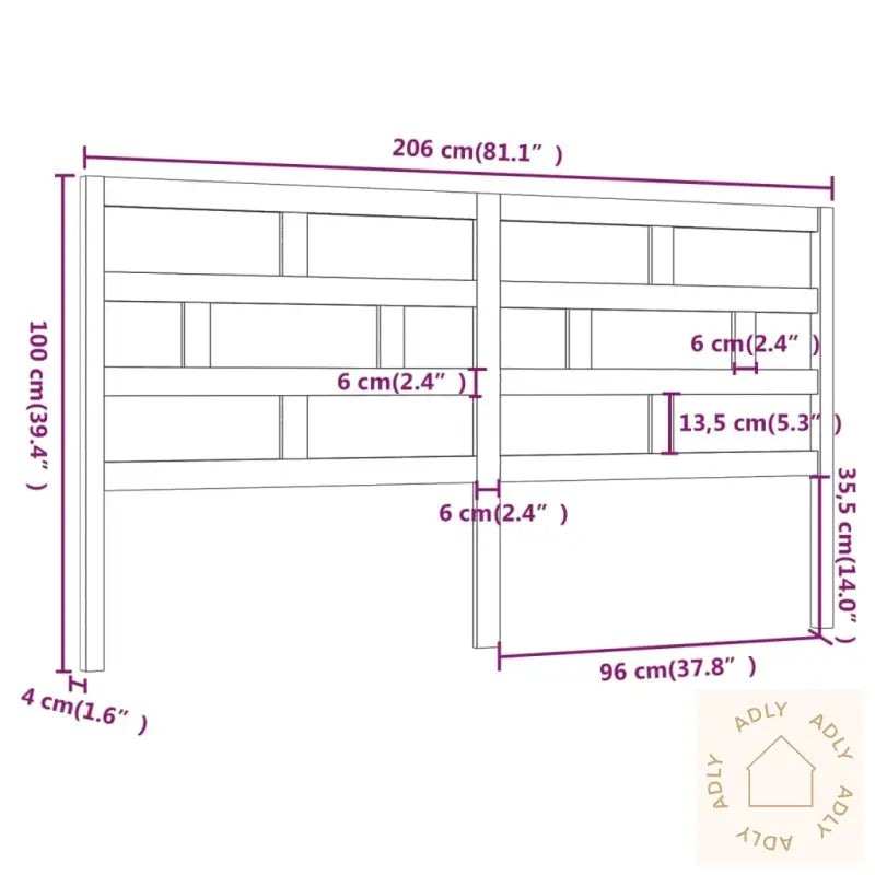 Sengegavl Svart 206X4X100 Cm Heltre Furu
