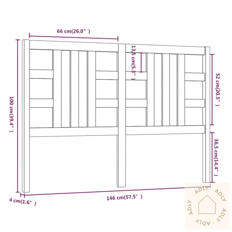 Sengegavl Svart 146X4X100 Cm Heltre Furu