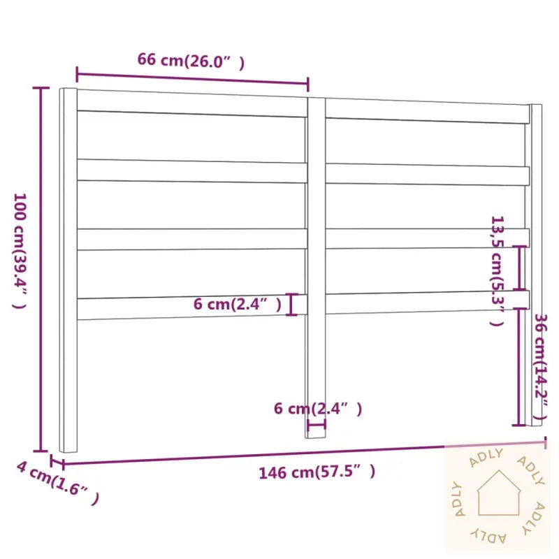 Sengegavl Hvit 146X4X100 Cm Heltre Furu