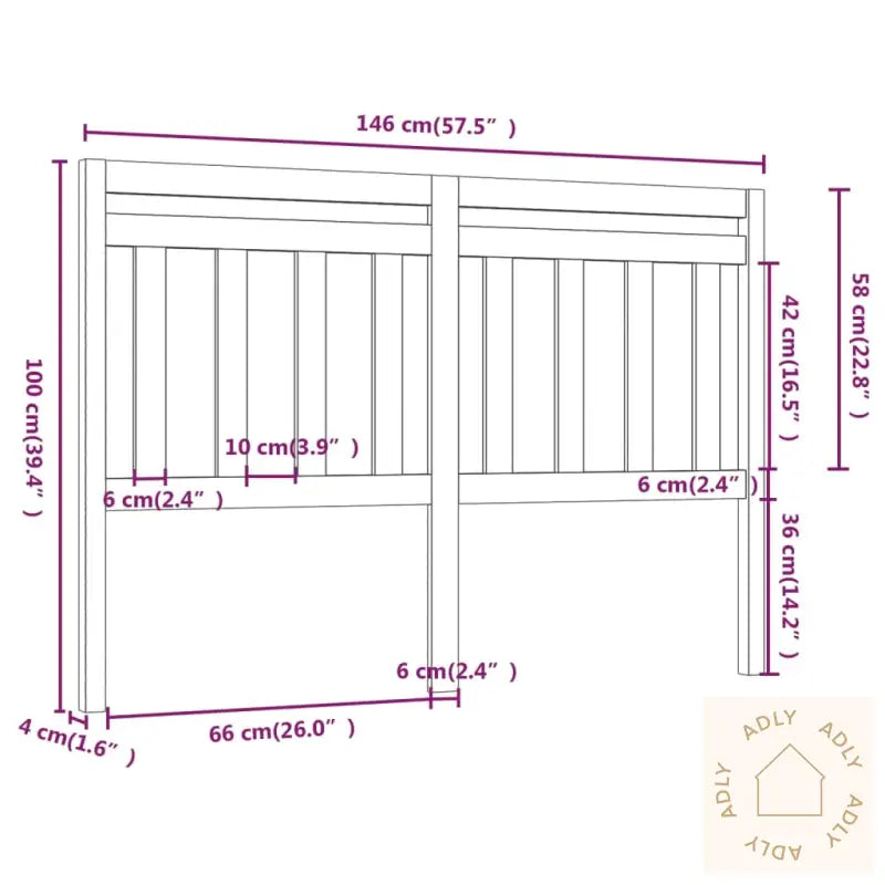 Sengegavl Svart 146X4X100 Cm Heltre Furu