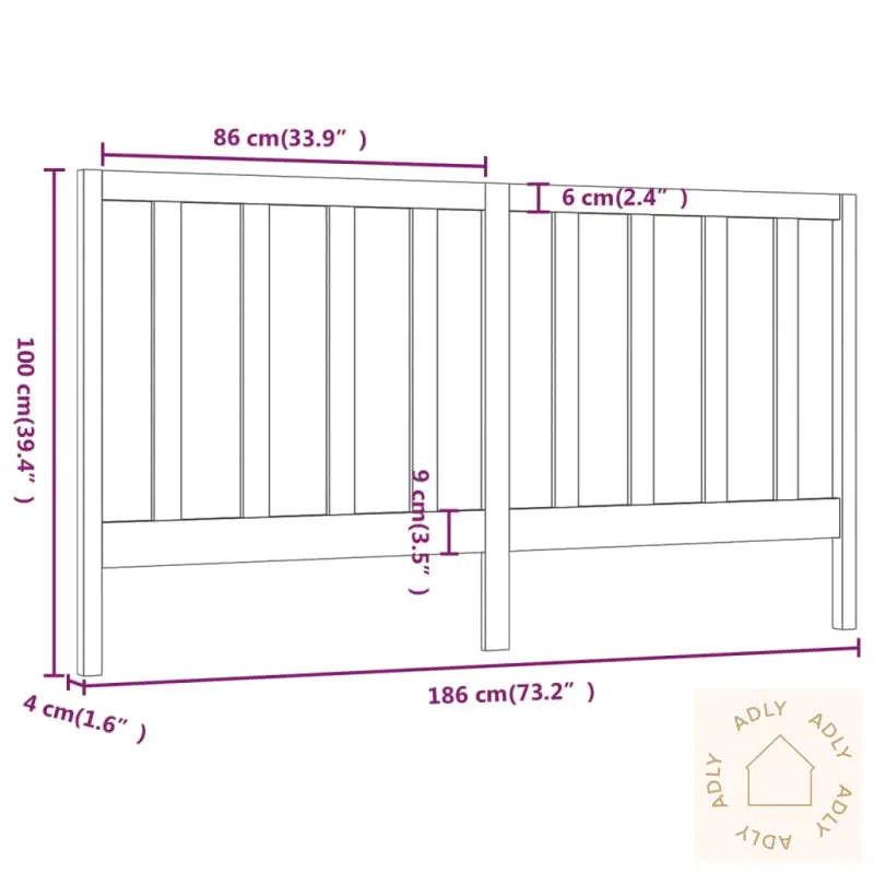 Sengegavl Svart 186X4X100 Cm Heltre Furu
