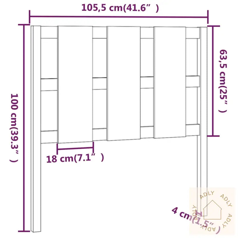 Sengegavl Svart 105,5X4X100 Cm Heltre Furu