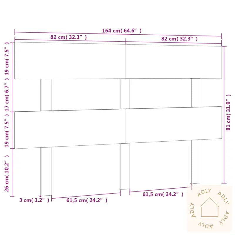 Sengegavl Svart 164X3X81 Cm Heltre Furu