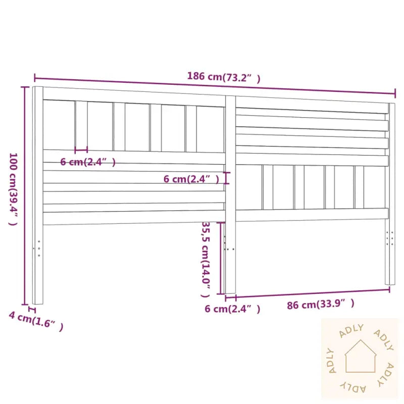 Sengegavl Svart 186X4X100 Cm Heltre Furu