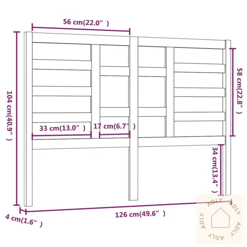 Sengegavl Svart 126X4X104 Cm Heltre Furu