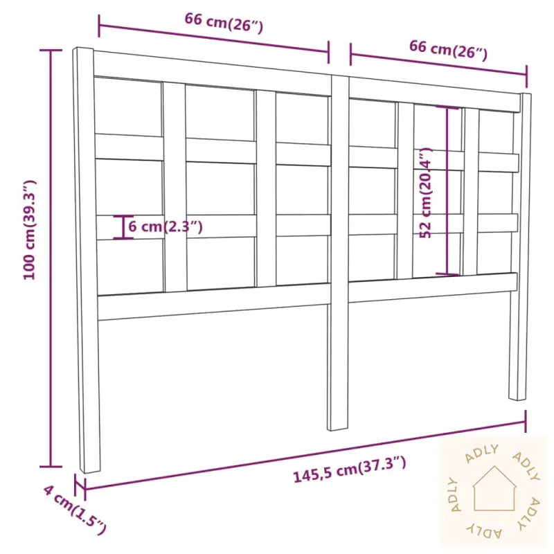Sengegavl Svart 145,5X4X100 Cm Heltre Furu