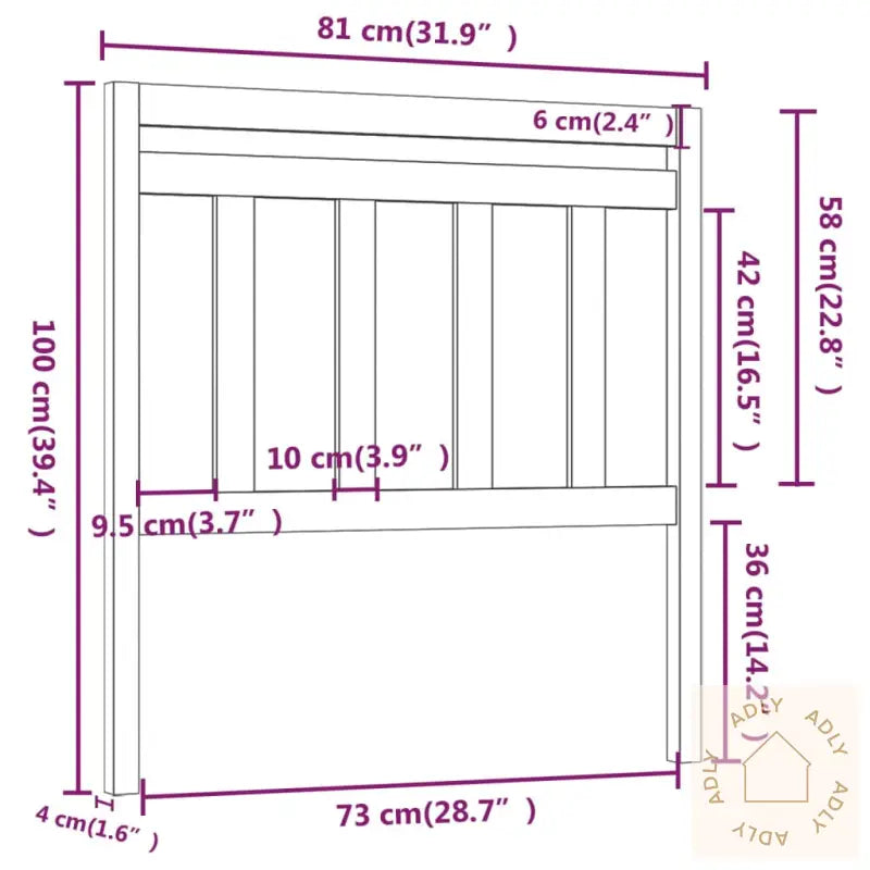 Sengegavl Svart 81X4X100 Cm Heltre Furu