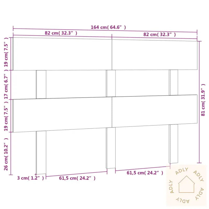 Sengegavl Hvit 164X3X81 Cm Heltre Furu
